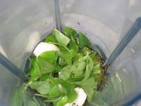 Mixer les feuilles de basilic
