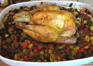 Poulet roti aux légumes d'été