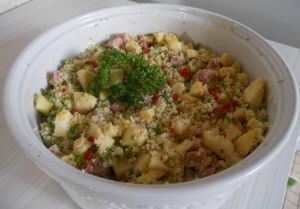 Salade de semoule, pommes et jambon